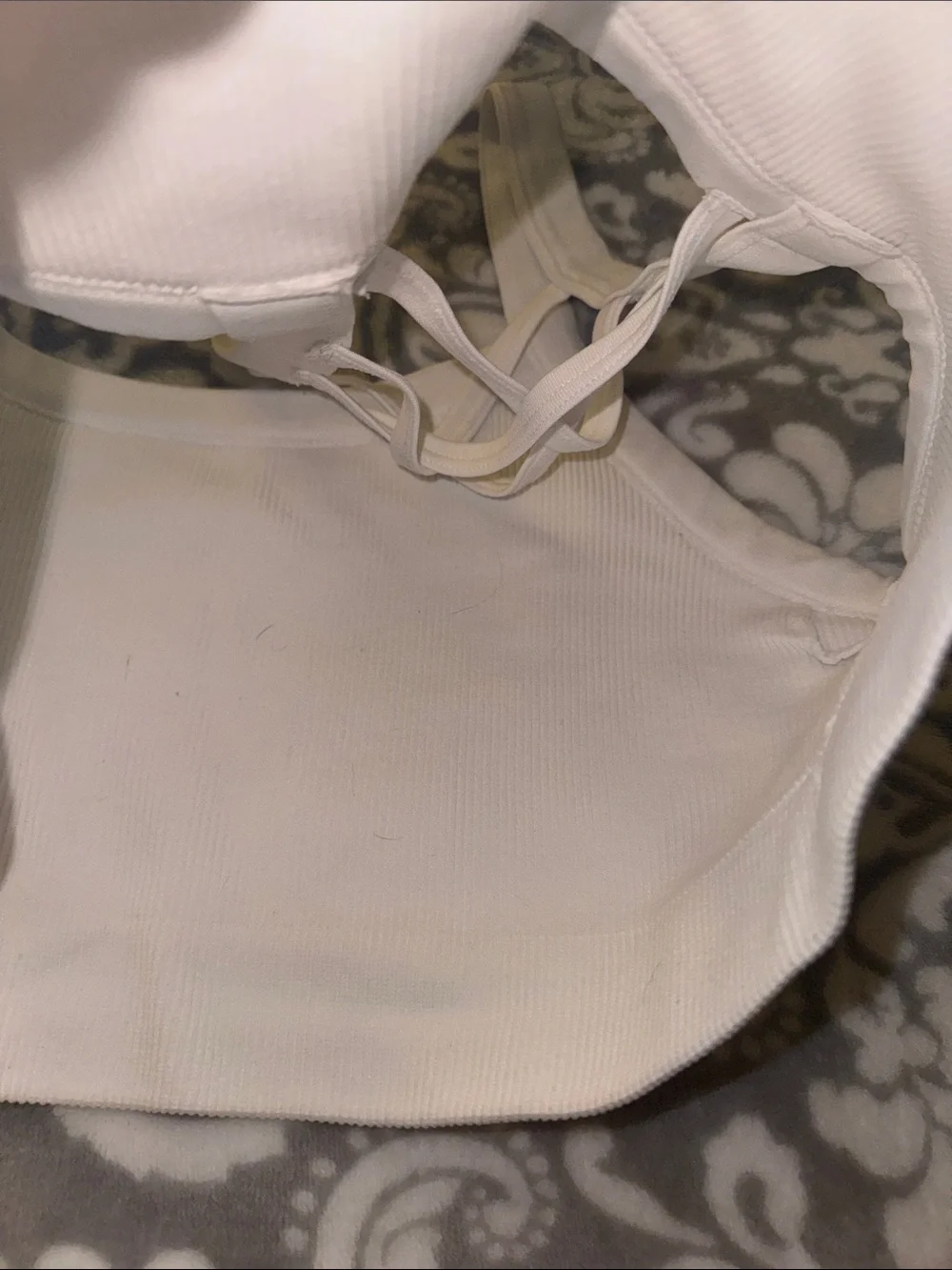 White Strappy Back Ribbed Bralette Sports Bra Tank